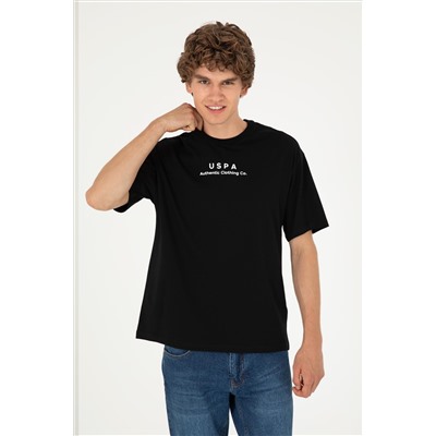 Erkek Comfort Fit Bisiklet Yaka Siyah Tişört