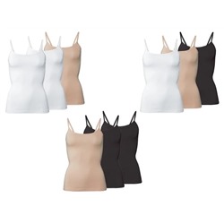 ESMARA® Lingerie ESMARA® Spaghettiträgerhemden Damen, 3 Stück, mit Bio-Baumwolle und Elasthan