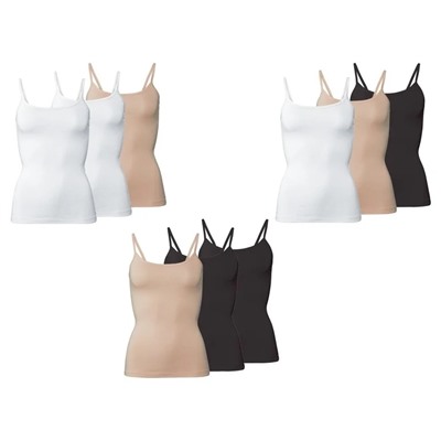 ESMARA® Lingerie ESMARA® Spaghettiträgerhemden Damen, 3 Stück, mit Bio-Baumwolle und Elasthan