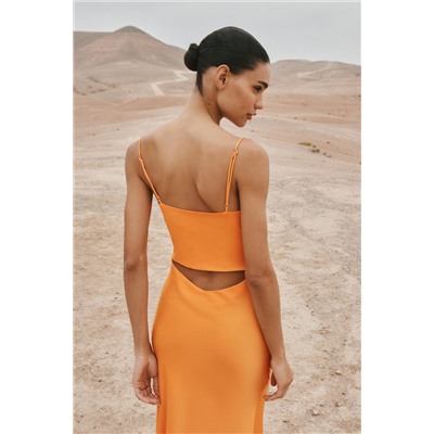 CUT-OUT SATIN MIDI DRESS