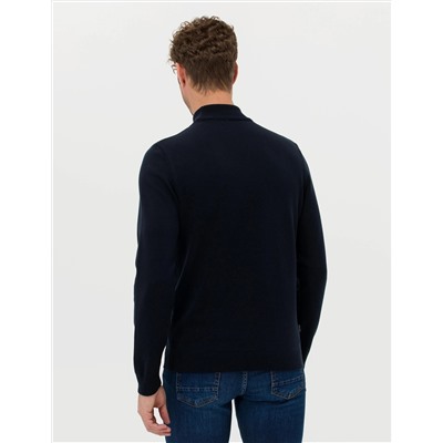 Lacivert Slim Fit Yarım Balıkçı Basic Triko Kazak