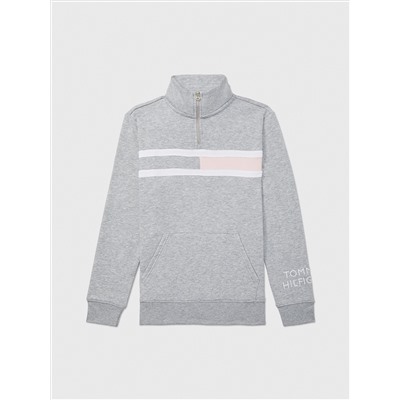 TOMMY HILFIGER FLAG LOGO QUARTER-ZIP SWEATER