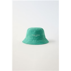 EMBROIDERED SLOGAN BUCKET HAT