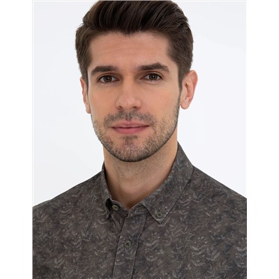 Haki Slim Fit Uzun Kollu Gömlek