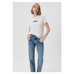 MaviMiav Baskılı Beyaz Tişört Regular Fit / Normal Kesim 1610622-620