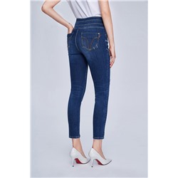 Vaquero skinny de tiro alto 7/8 Azul