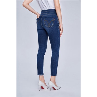 Vaquero skinny de tiro alto 7/8 Azul