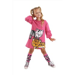 Mushi Leopar Zebra Kız Çocuk Pembe Elbise MS-23S1-064
