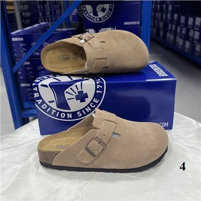 Тапочки унисекс из натуральной кожи и пробковой подошвой BIRKENSTOC*K