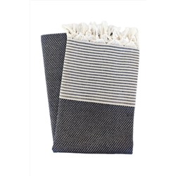 Peştanoz, Peştemal, %100 Pamuk , Kareli Desen, Siyah , Plaj Havlusu , Banyo Havlusu