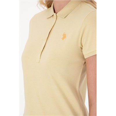 Kadın Açık Haki Basic Polo Yaka Tişört
