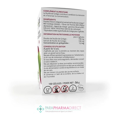 ArkoPharma ArkoGélules - Ginkgo - Mémoire Concentration - BIO 150 gélules