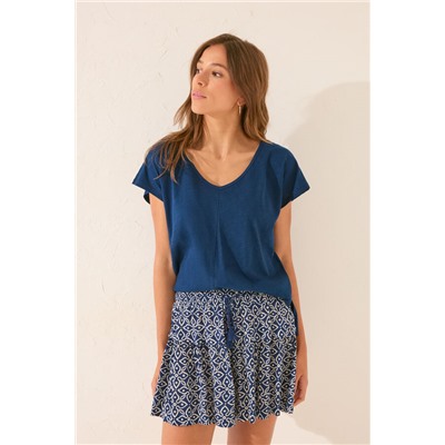 Pantalón corto estampado sello azul
