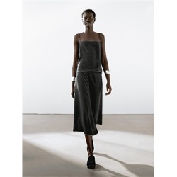 Midi skirt with topstitching detail on the hem