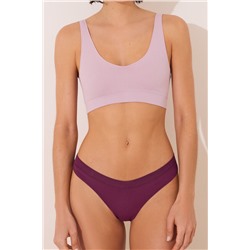 Tanga microfibrafibra fruncido vino