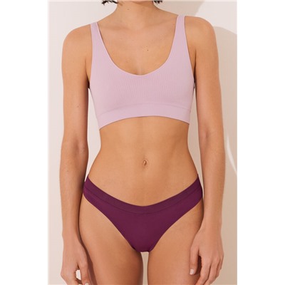 Tanga microfibrafibra fruncido vino