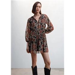 Vestido gasa floral -  Mujer | MANGO OUTLET España