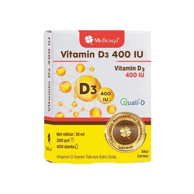 Medicago - Vitamin D3 Spray Укрепление костей, здоровый иммунитет, витамин D3 - 400 МЕ, спрей, 30 мл