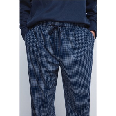 Set pijama largo tejido cálido azul