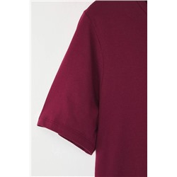 Bordo Regular Fit Basic Bisiklet Yaka %100 Pamuk Örme Büyük Beden T-Shirt TBBSS22TS0733