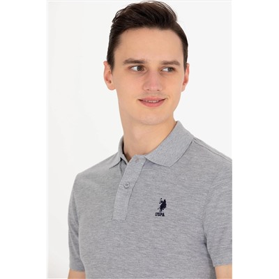 Erkek Gri Melanj Basic Polo Yaka Tişört