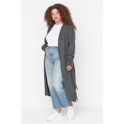 Antrasit Oversize/Bol Kesim Triko Hırka TBBAW23AV00017