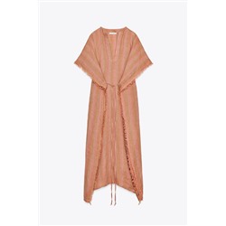 ZW COLLECTION 100% LINEN MULTI-POSITION KAFTAN DRESS