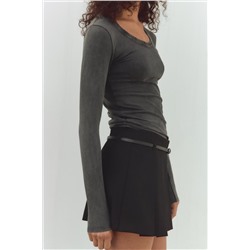WASHED EFFECT ROLL NECK T-SHIRT