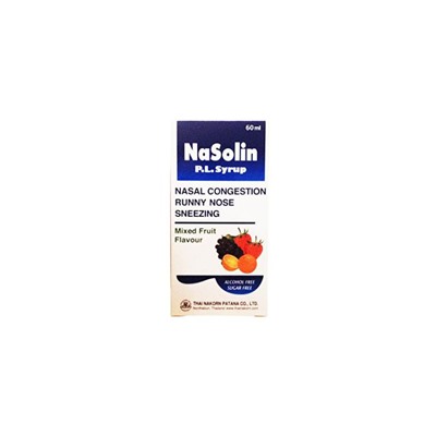 Детский сироп против насморка и жара с фруктовым вкусом NaSolin 60 мл / NaSolin P.L.Syrup Mixed Fruit Flavor 60 ml