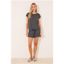 Pijama corto viscosa brillos gris