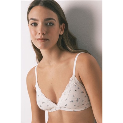 Sujetador triangular NATURAL encaje print blanco