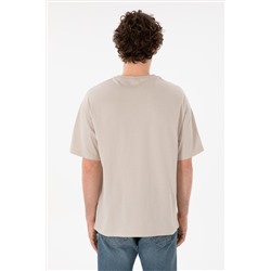 Erkek Oversize Fit Bisiklet Yaka Taş Tişört