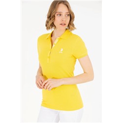 Kadın Sarı Basic Polo Yaka Tişört