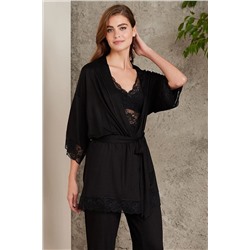 Pierre Cardin Dantelli Penye 3'lü Kadın Pijama Takımı - 2810 crdn2810