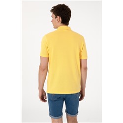 Erkek Regular Fit Polo Yaka Sarı Basic Tişört