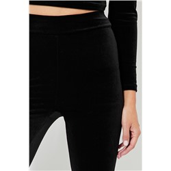Pantalón flare de terciopelo cintura alta - Negro