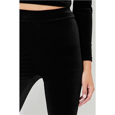 Pantalón flare de terciopelo cintura alta - Negro