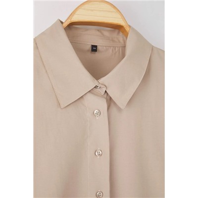 Vizon Loose Fit Basic Pamuklu Uzun Kollu Dokuma Büyük Beden Gömlek TBBSS22GO0319