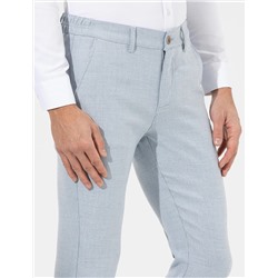 Açık Mavi Slim Fit Beli Lastikli Kanvas Pantolon