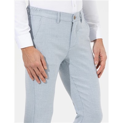 Açık Mavi Slim Fit Beli Lastikli Kanvas Pantolon