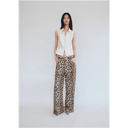 Jeans wideleg leopardo