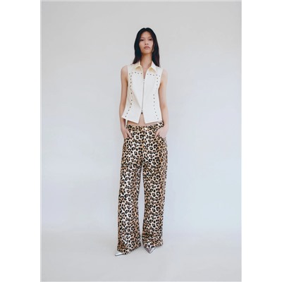 Jeans wideleg leopardo