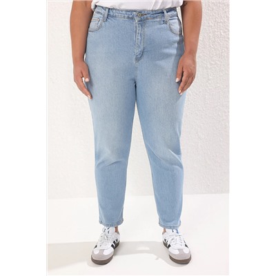 Mavi Yüksek Bel Comfort Mom Fit Büyük Beden Jeans TBBSS25CJ00004