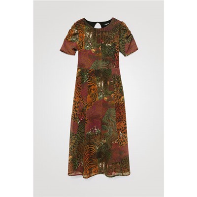 Vestido midi manga corta
