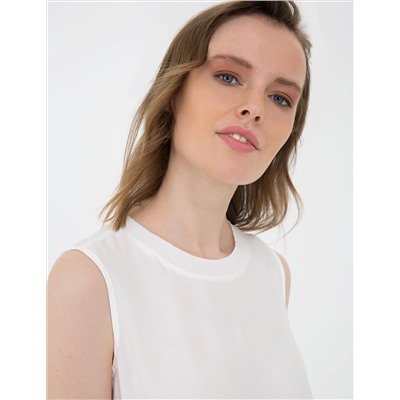 Ekru Regular Fit Kolsuz Bluz