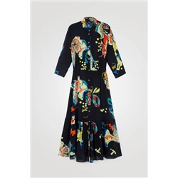 Vestido camisero largo estampado