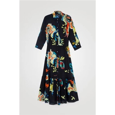 Vestido camisero largo estampado