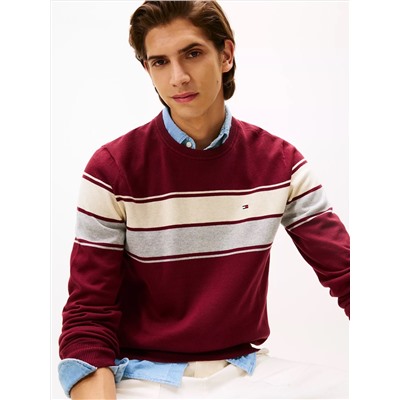Block-Stripe Crewneck Sweater