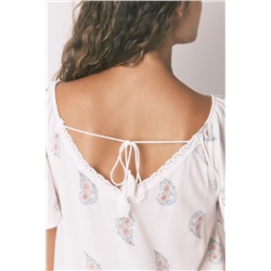 Camisón midi "maternity" algodón floral marfil