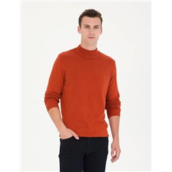 Kiremit Slim Fit Yarım Balıkçı Basic Triko Kazak